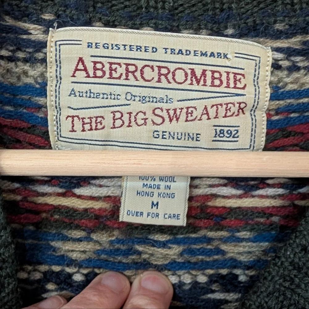 Vintage Abercrombie &Fitch Fair Isle Snowflake Wool Sweater 90s Holiday - Picture 6 of 14